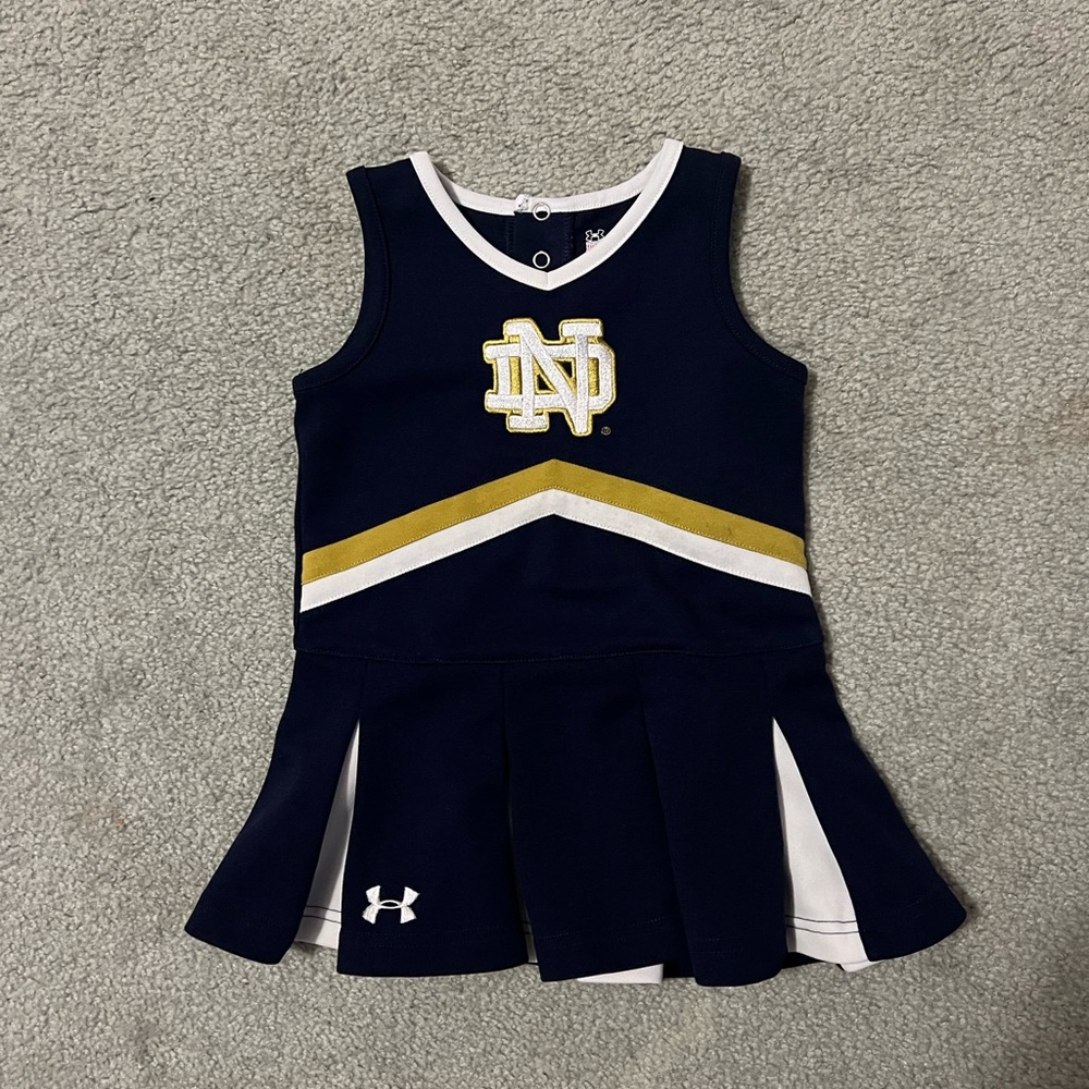 Notre Dame Toddler Cheerleader Navy Gold White Dress Outfit Size 24 Months